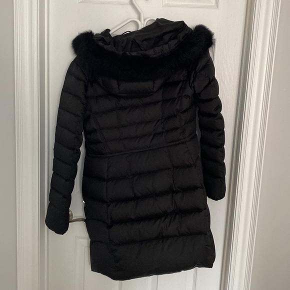 Massimo Dutti black winter jacket with fur faux fur hood. Size S - Picture 2 of 2